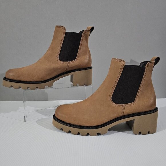 NEW Paul Green Shasta Ankle Bootie  UK Size 7 Sahara Tan Nubuck Pull On Chelsea - Picture 2 of 13